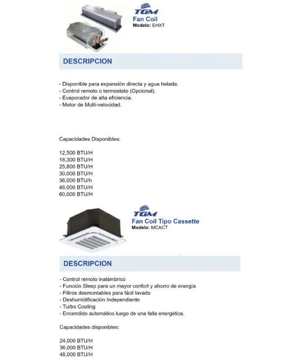 TGM - Fan Coil EHXT