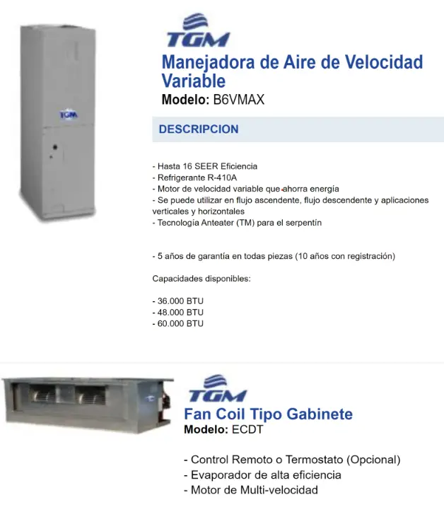 TGM - Manejadora de aire modelo B6VMAX