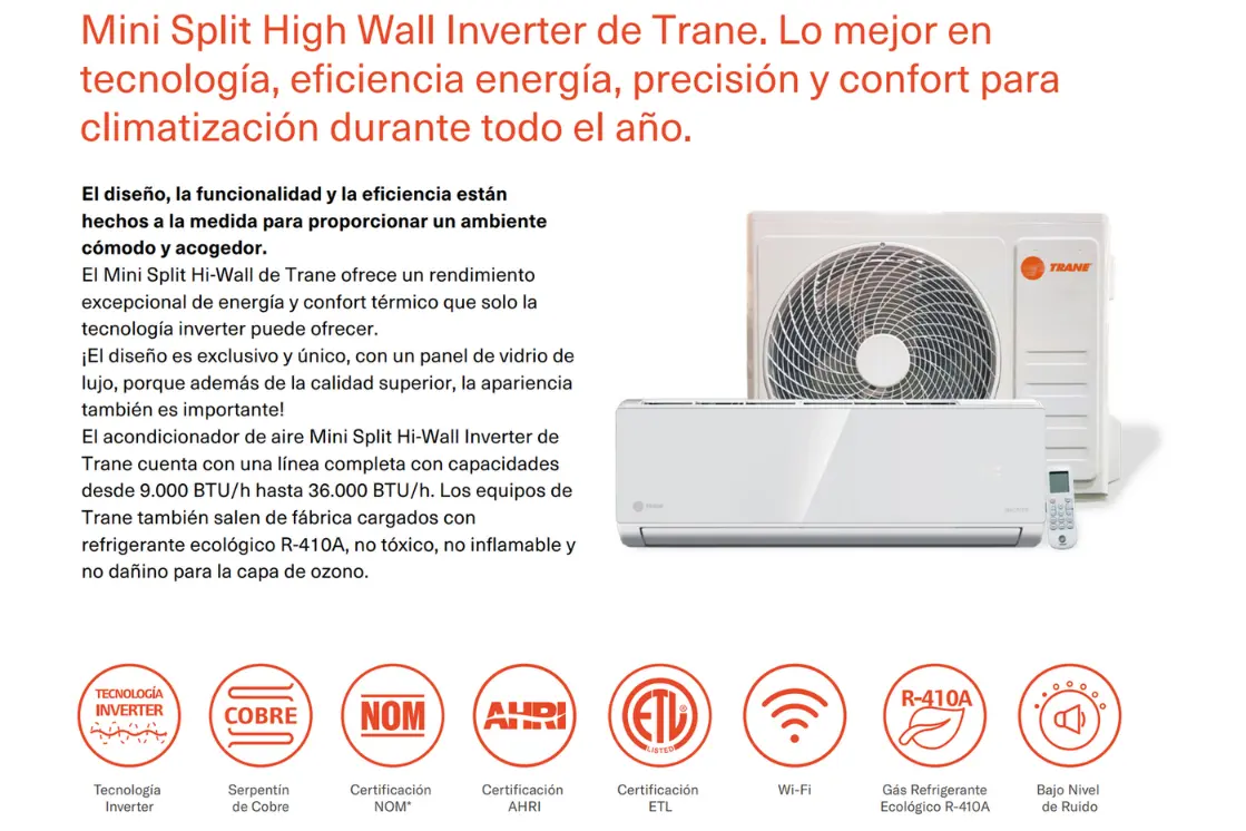 Trane - Sistema mini split wall inverter